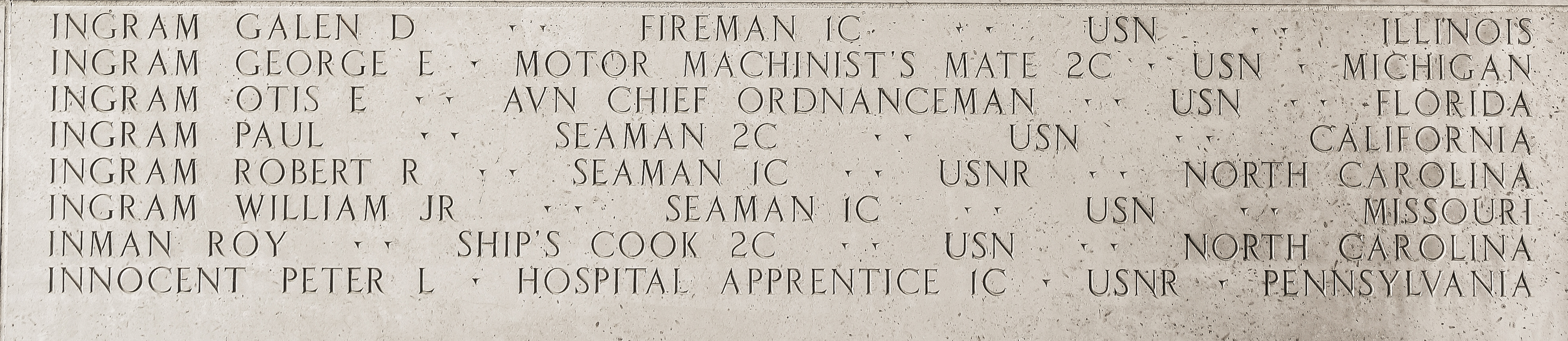 Otis E. Ingram, Aviation Chief Ordnanceman